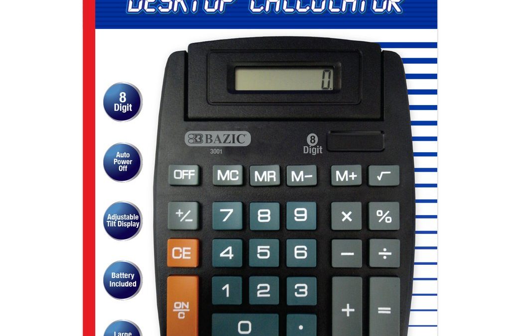 Bazic #3001 8-Digit Large Desktop Calculator W/ Adjustable Display