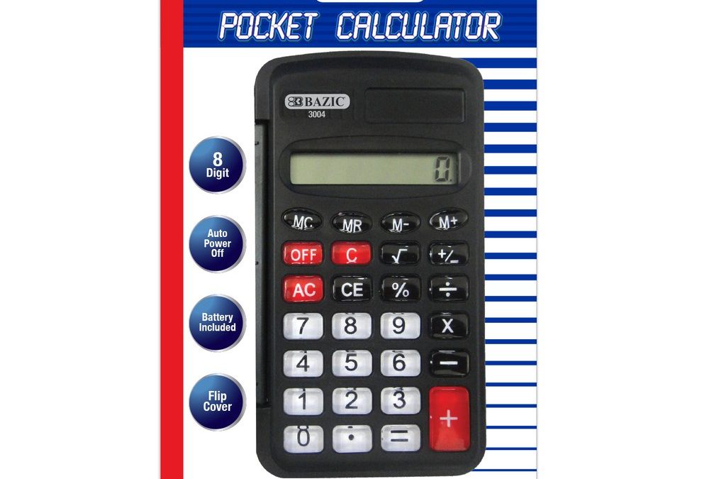 Bazic #3004 8-Digit Pocket Size Calculator W/ Flip Cover