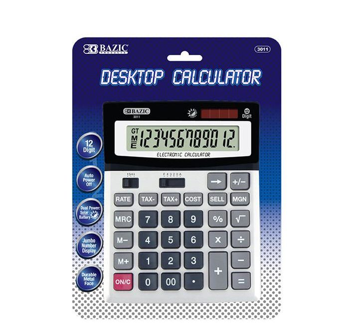 Bazic #3011 12-Digit Desktop Calculator W/ Profit Calculation & Tax Functions