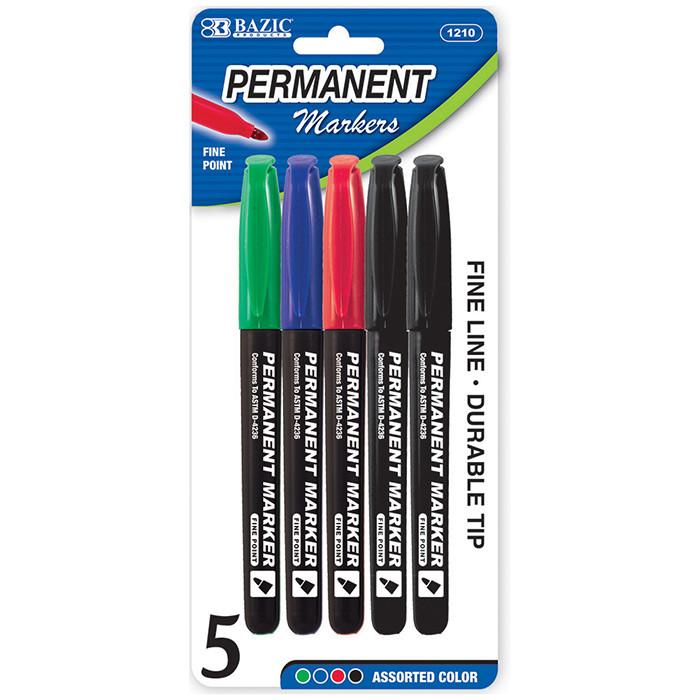 12 Bazic Permanent Metallic Markers Fine Tip Multicolor (2 Pack