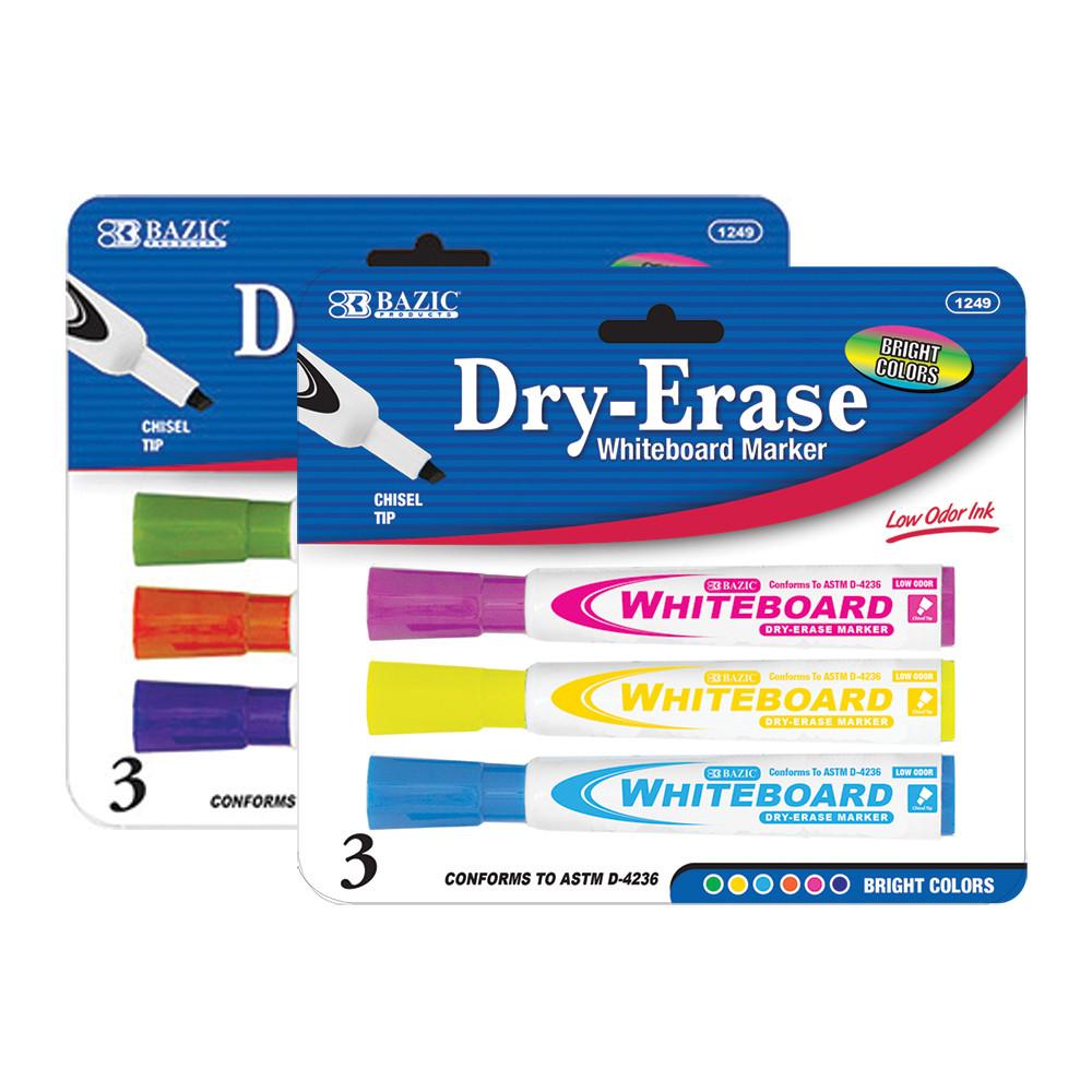 Bazic Chisel Tip Dry Erase Marker - 3 pack