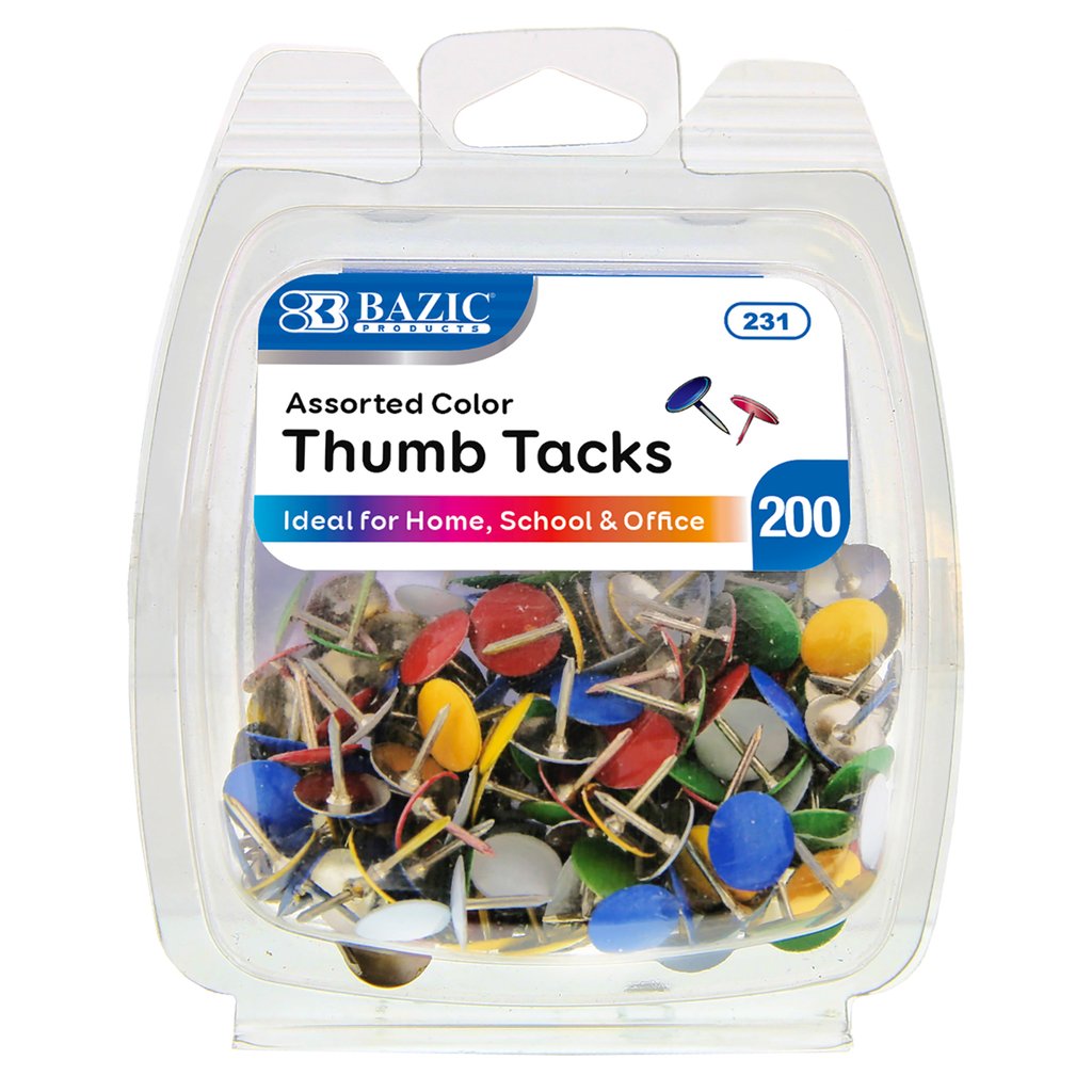 Bazic Assorted Color Thumb Tack (200/Pack)