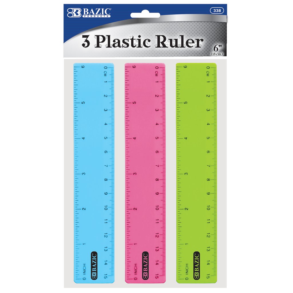 BAZIC 6 (15cm) Plastic Ruler (3/Pack) Bazic Products