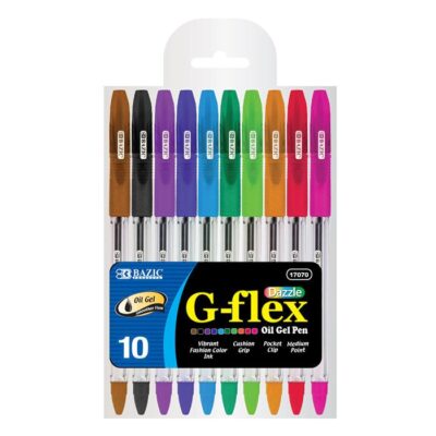 BAZIC 10 Color G Flex Oil Gel Ink Pen W Cushion Grip