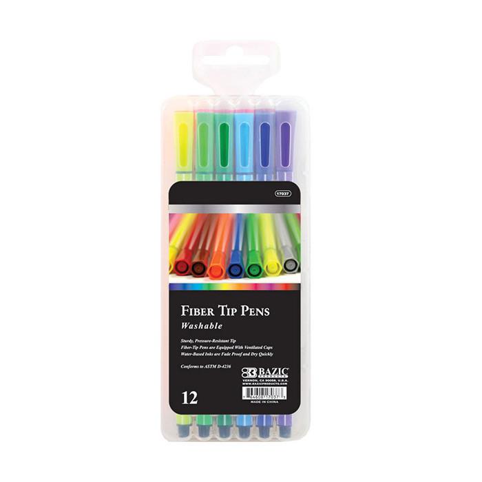 Bazic #17037 12 Color Washable Fiber Tip Pen (12/Pack) - Dyon Center N.V.