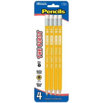 BAZIC 2 The First Jumbo Premium Yellow Pencil 4Pack