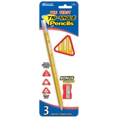 BAZIC 3 2 The First Triangle Jumbo Yellow Pencil W Sharpener