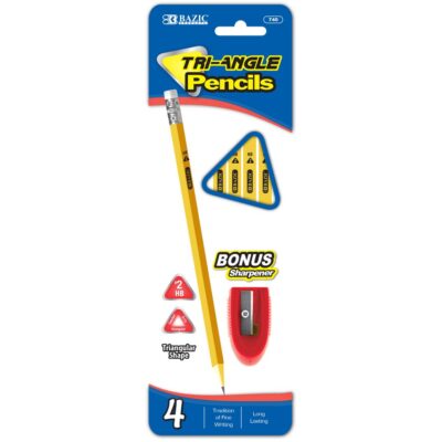 BAZIC 4 2 Triangle Yellow Pencil W Sharpener
