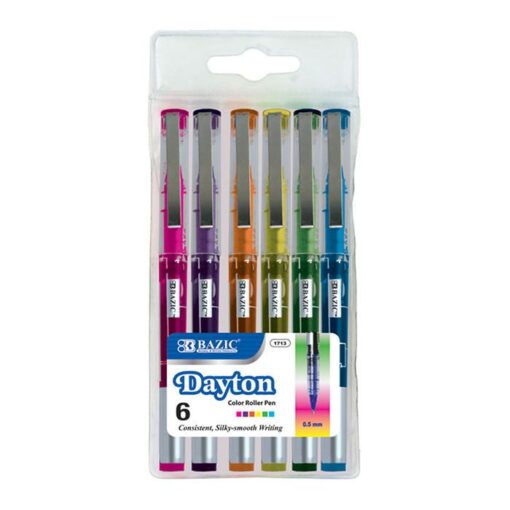 BAZIC 6 Color Dayton Rollerball Pen W Metal Clip