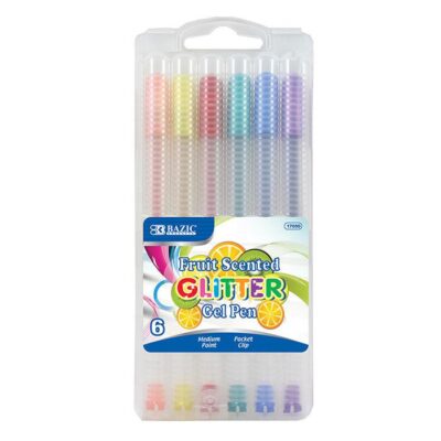 BAZIC 6 Fruit Scented Glitter Color Gel Pen With Case