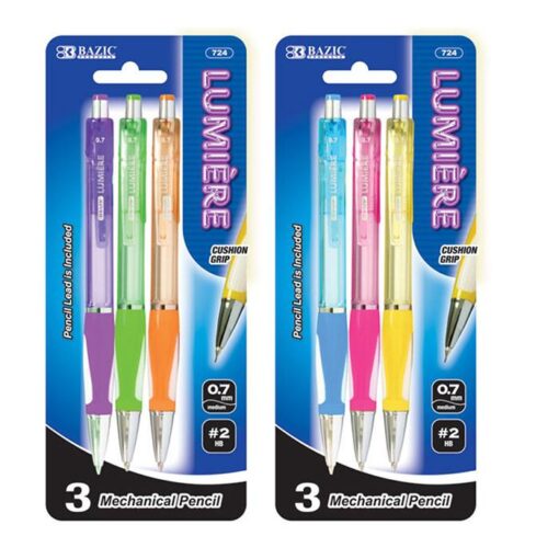 BAZIC Lumiere 0.7 Mm Mechanical Pencil W Grip 3Pack