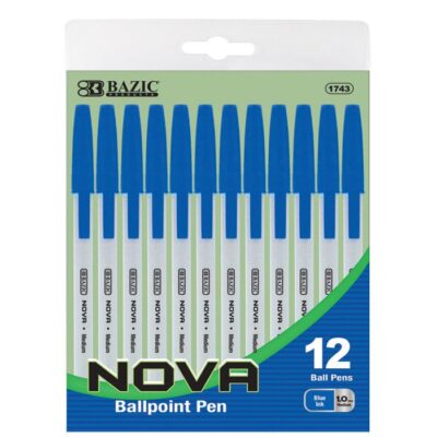 BAZIC Nova Blue Color Stick Pen 12Pack