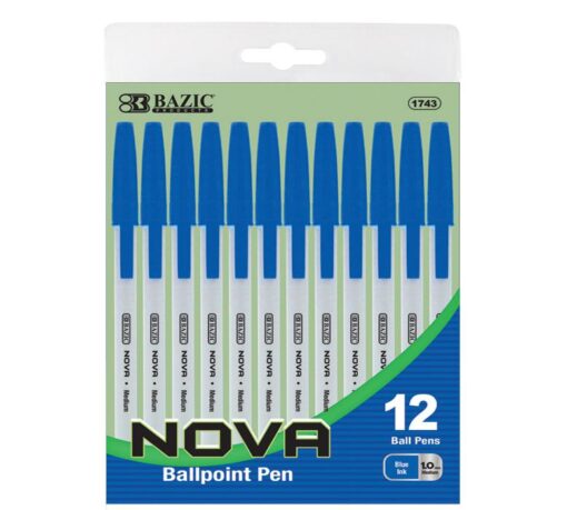 BAZIC Nova Blue Color Stick Pen 12Pack