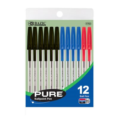 BAZIC Pure Assorted Color Stick Pen 12Pack
