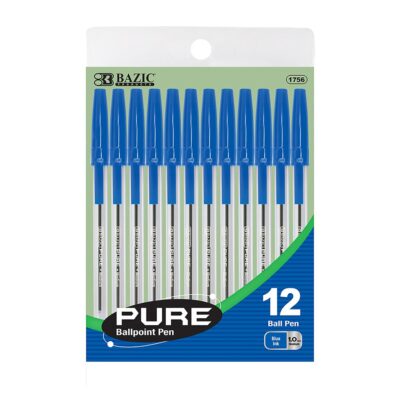 BAZIC Pure Blue Stick Pen 12Pack