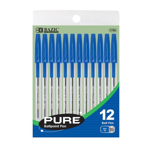 BAZIC Pure Blue Stick Pen 12Pack