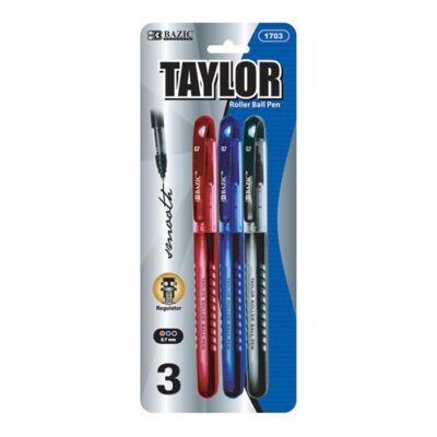 BAZIC Taylor Assorted Color Rollerball Pen 3Pack