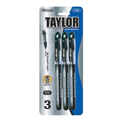 BAZIC Taylor Black Rollerball Pen 3Pack