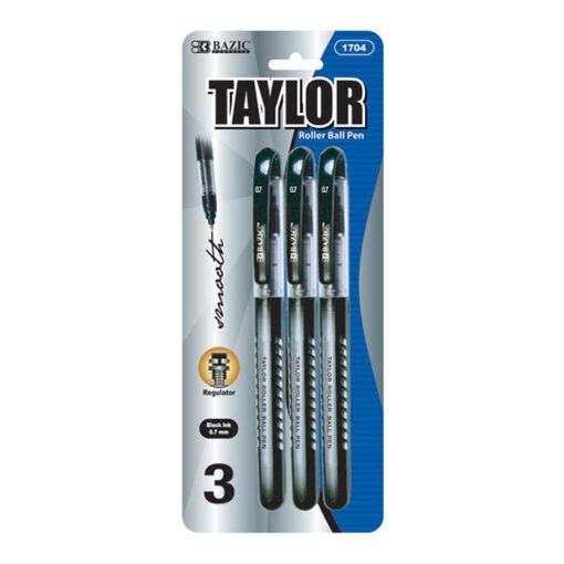 BAZIC Taylor Black Rollerball Pen 3Pack