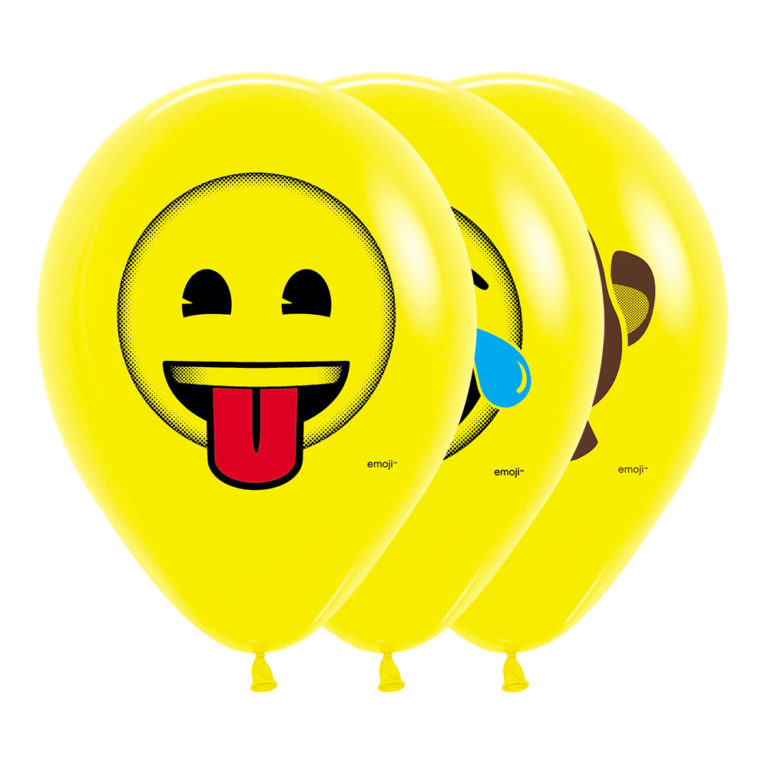 Sempertex R 12 Emoji 3d Print Latex Balloons 12 Pcspacks Dyon Center Nv 5099