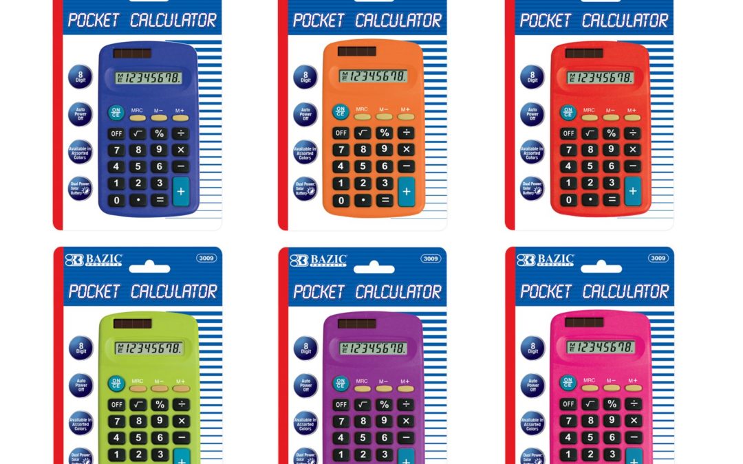 BAZIC #3009 8-Digit Dual Power Pocket Size Calculator