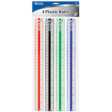 343 12 30 cm. Plastic Ruler 4Pack