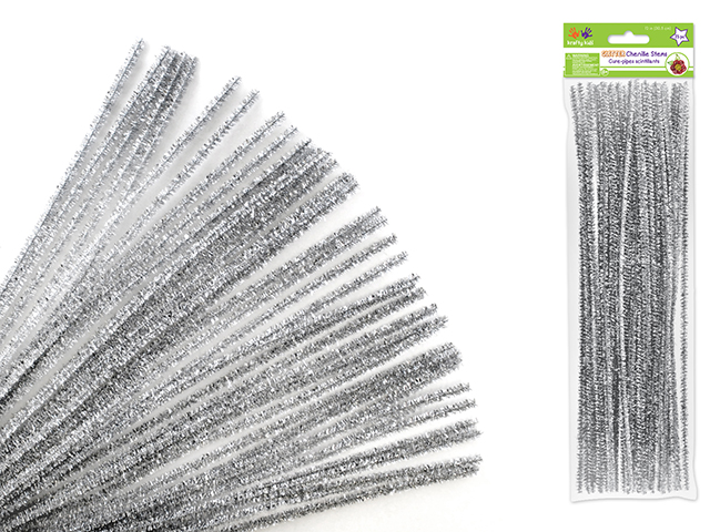 MULTICRAFT Glitter Pipe Cleaners Assorted Silver ( 35/PCK) - Dyon Center  N.V.