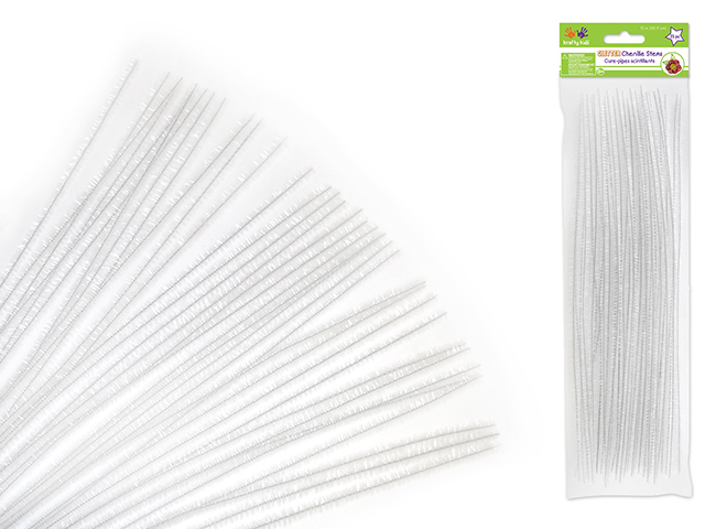 Pipe Cleaners, L: 30 cm, 9 mm, White, 25 pc