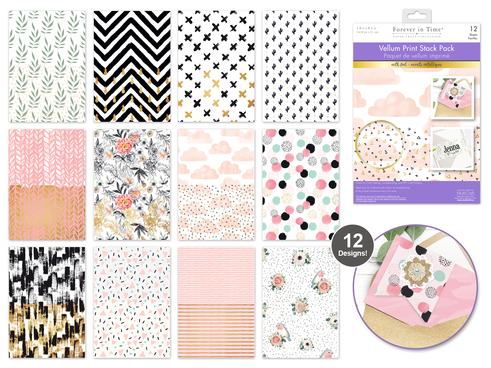 Vellum Foil Print Stack Garden Floral Medley Dyon Center N.V.