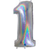 691GHS Number 1 Glitter Holographic Silver