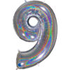 699GHS Number 9 Glitter Holographic Silver
